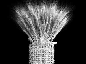 Decorative bouquet of ears of wheat in a wicker basket 285 3D Model