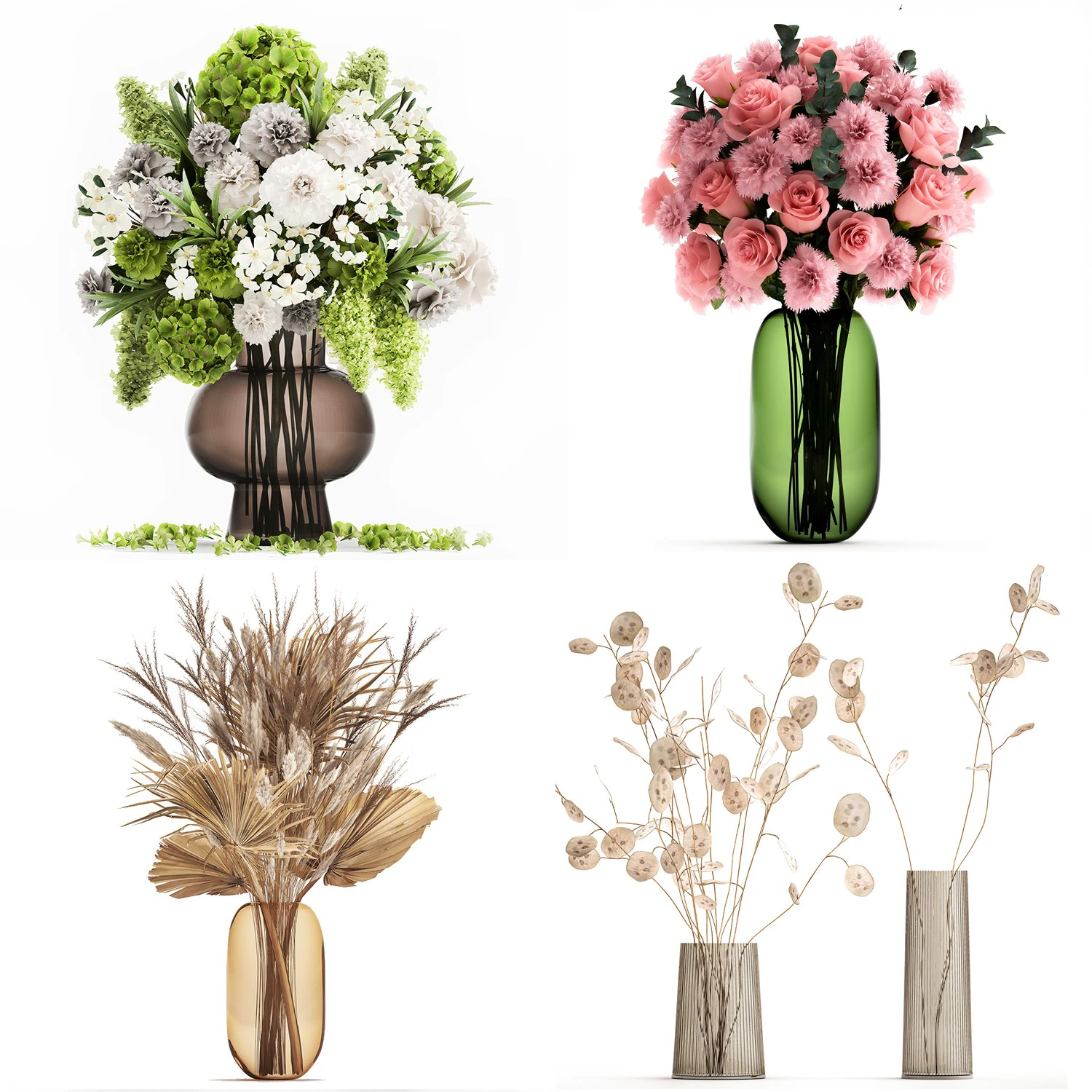 Set of flower bouquets in vases for decoration 288 3D Model .c4d .max .obj .3ds .fbx .stl .blend