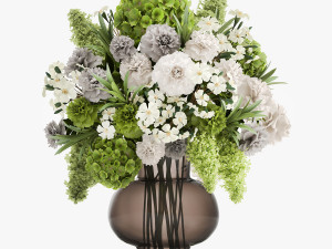 Set of flower bouquets in vases for decoration 288 3D 模型