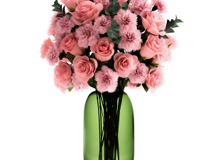 Set of flower bouquets in vases for decoration 288 3D Model