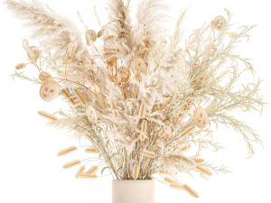 Bouquet of dried flowers in a vase of pampas grass branches reeds 289 Model 3D