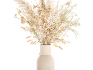Bouquet of dried flowers in a vase of pampas grass branches reeds 289 Model 3D