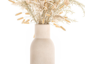 Bouquet of dried flowers in a vase of pampas grass branches reeds 289 Model 3D
