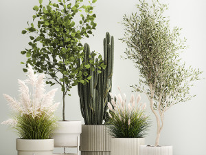 Decorative plants for the street and interior in concrete pots 1212 3D मॉडल