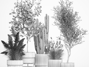 Decorative plants for the street and interior in concrete pots 1212 Modelo 3D