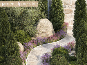 Alpine hillside flowers garden and landscaping 1261 3D Model