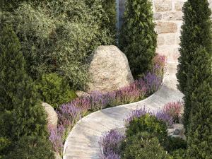 Alpine hillside flowers garden and landscaping 1261 3D Model