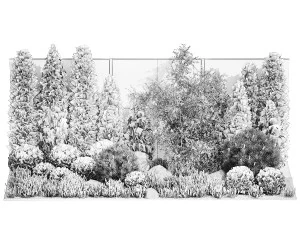 Garden with alpine slide bushes of thuja and lavender 1265 3D Model