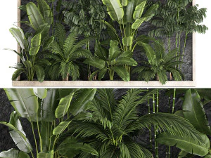 चट्टानी दीवार और काले कंकड़ वाला उष्णकटिबंधीय गृह उद्यान 1276 3D मॉडल