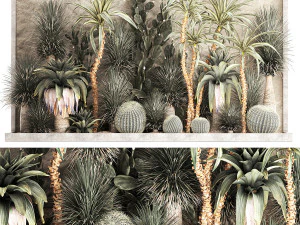 Tanaman gurun untuk rumah dengan dinding batu dan kerikil 1278 Model 3D