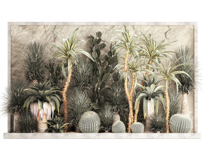 Desert plants for a house with rock wall and gravel 1278 3D Model