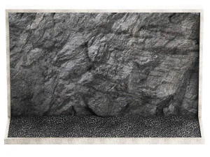 Wall composition black stone rock 3D Model