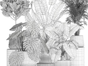 Set of beautiful plants in a flower pot for home 1293 Modèle 3D
