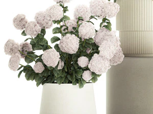 Set of beautiful plants Hydrangea in a flower pot for home 1294 3D Model