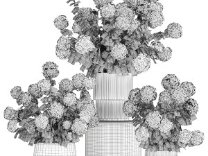 Beautiful bushes of pink hydrangea in a flower pot for home 3D 모델