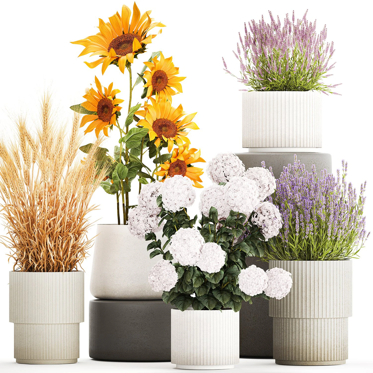 Set of beautiful plants and flowers in flowerpot 1307 3D Model .c4d .max .obj .3ds .fbx .stl .blend 