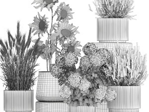 Set of beautiful plants and flowers in flowerpot 1307 Modello 3D
