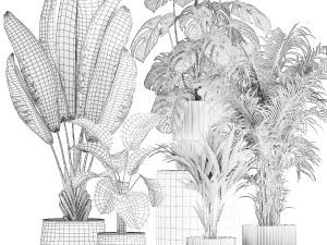 Set of beautiful plants in a flower pot for decor 1320 3D Model