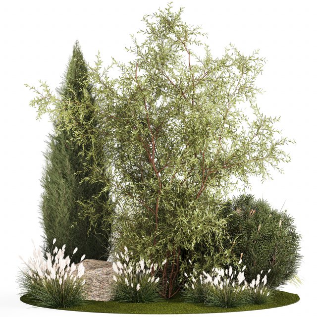Beautiful plants for the garden of thuja pine bonsai bushes grass 1340 3D Модель .c4d .max .obj .3ds .fbx .stl .blend 
