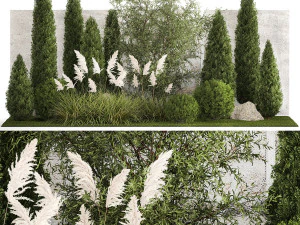 Beau jardin de buissons topiaires de cypr&egrave;s thuya herbe 1341 Modèle 3D