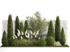 Beautiful garden of thuja cypress topiary bushes grass 1341 3D-Modell