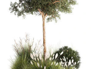 Beautiful garden made of topiary tree bushes grass 1342 3D Model