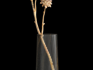 Beautiful bouquet of thistle dried flowers in a glass vase 290 3D 模型
