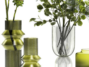 Beautiful bouquet of Heracleum thorn Thistle in a glass vase 294 3D 模型