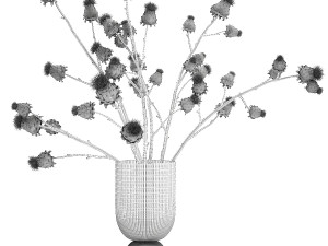 Beautiful green bouquet of Thistle thorn in a glass vase 295 Modèle 3D