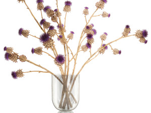 bouquet of dried white flowers in a glass vase 155 3D Model in