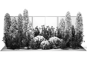 Bellissimo giardino con fiori di tuia cipresso e oleandro 1370 Modello 3D