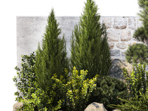 Beautiful garden with thuja cypress pine juniper 1374 Modelo 3D