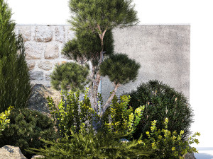 Beautiful garden with thuja cypress pine juniper 1374 Modelo 3D