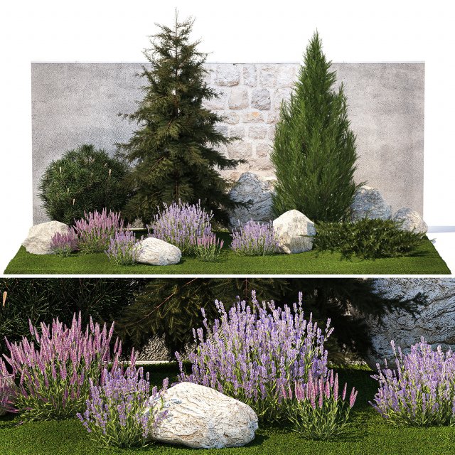Beautiful garden lavender cypress spruce juniper 1376 Modelo 3D .c4d .max .obj .3ds .fbx .stl .blend 