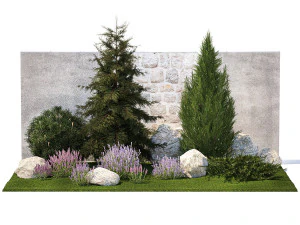 Beautiful garden lavender cypress spruce juniper 1376 3D Model