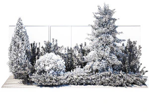 Garden trees thuja cypress spruce and Berberis pine 1386 3D Model