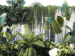 Garden with exotic plants Strelitzia Ravenal palm 1392 3D-Modell