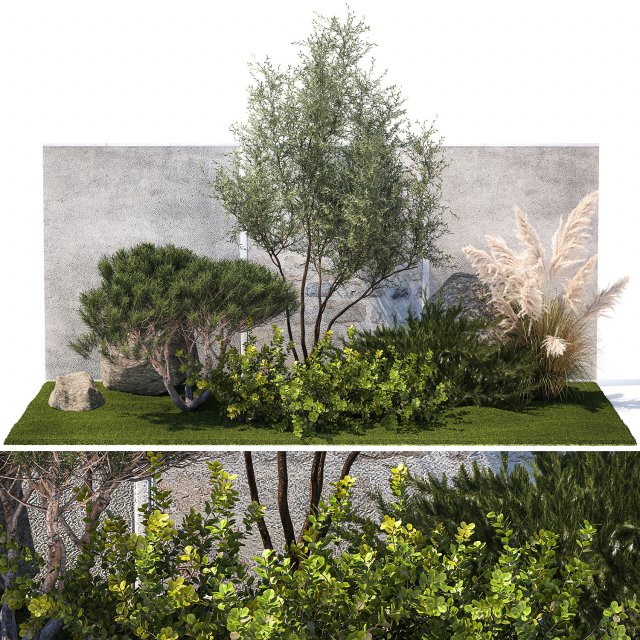 Garden Juniper Pampas Pine Topiary Berberis 1402 Modelo 3D .c4d .max .obj .3ds .fbx .stl .blend 