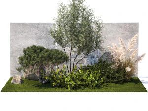 Garden Juniper Pampas Pine Topiary Berberis 1402 3D Model
