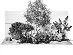 Garden Juniper Pampas Pine Topiary Berberis 1402 3D Model