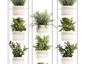Kitchen mini vegetable garden Rosemary Basil pot 1413 Modelo 3D