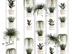 Hanging shelf on ropes pot Senecio Ficus Chlorophytum 1421 Modelo 3D