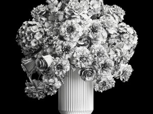 Beautiful bouquet in glass vase rose peonies hydrangea 297 Modelo 3D