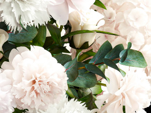 Solemn bouquet of white flowers vase rose hydrangea 298 3D Model