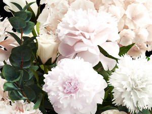 Solemn bouquet of white flowers vase rose hydrangea 298 3D Model