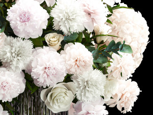 Solemn bouquet of white flowers vase rose hydrangea 298 3D Model