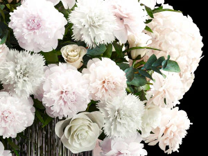 Solemn bouquet of white flowers vase rose hydrangea 298 3D Model