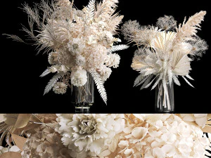 Solemn bouquet of dried flowers vase hydrangea pampas branch 299 3D Model