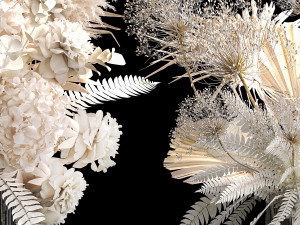 Solemn bouquet of dried flowers vase hydrangea pampas branch 299 3D Model