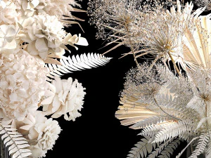 Solemn bouquet of dried flowers vase hydrangea pampas branch 299 3D Model
